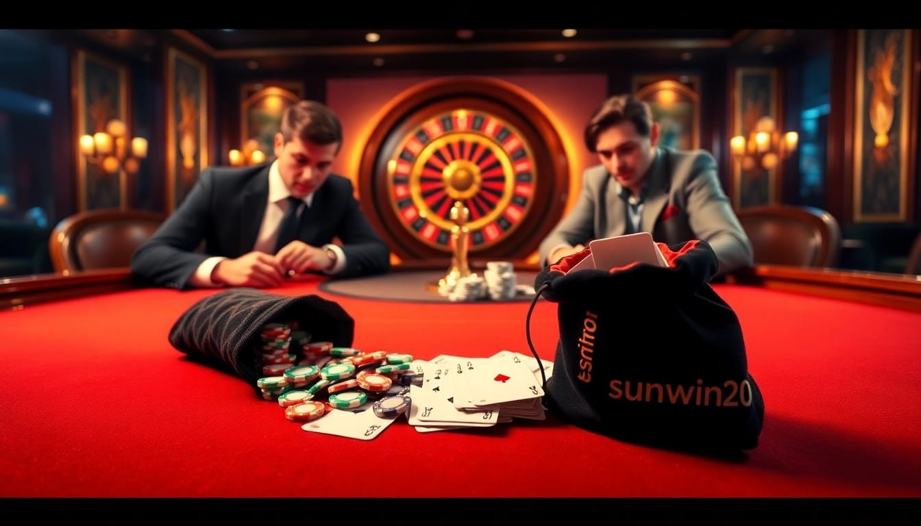 Exciting poker scene showcasing sunwin20 with vibrant colors and engaging casino elements.