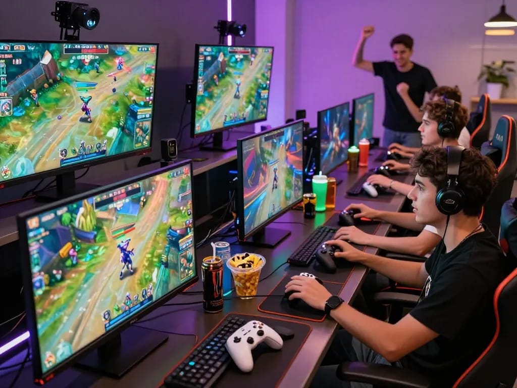 Exciting gaming environment featuring passionate gamers enjoying the thrill of online gaming at go99.