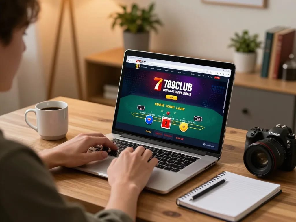 Player engaged in online gaming at 789CLUB, showcasing live dealer blackjack in a cozy home setting.