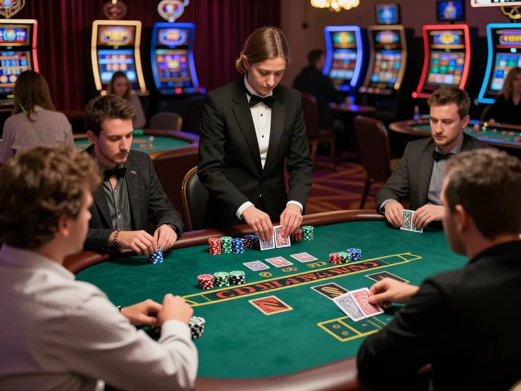 Players engaging in a thrilling live dealer baccarat game at WIN79 casino, showcasing excitement and strategy