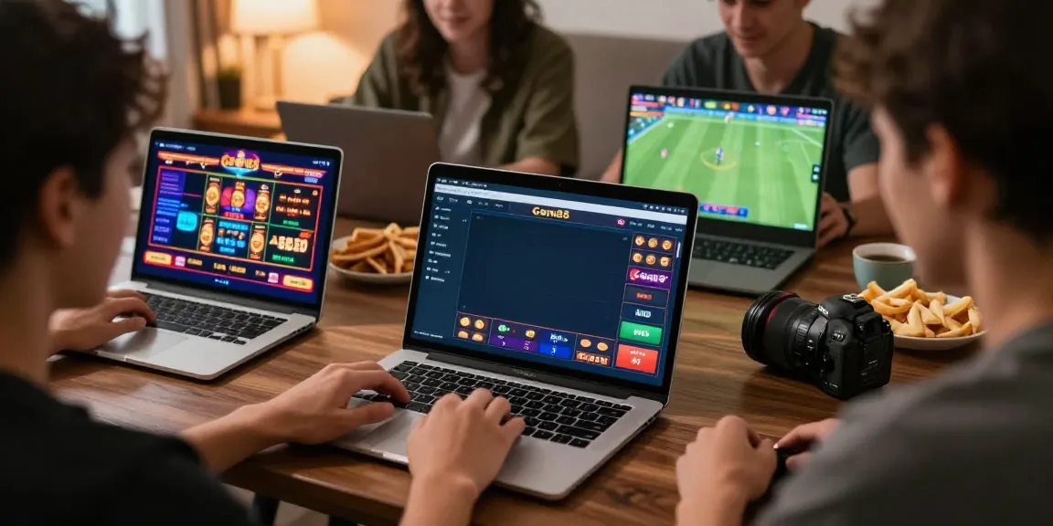 Players engaged in online betting at https://gem88.jpn.com/ in a cozy home atmosphere.