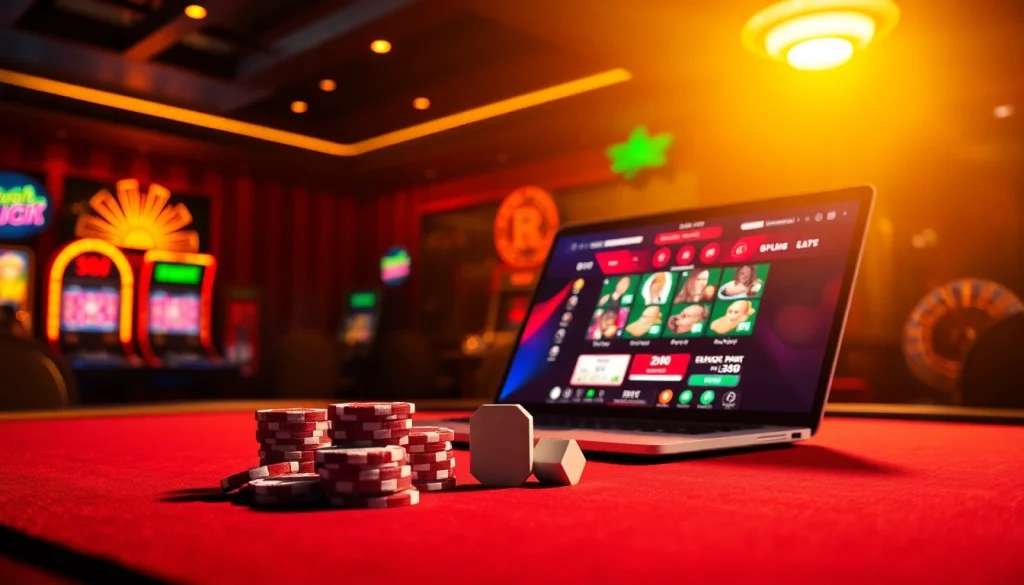 Engaging gaming scene showcasing crypto online casinos with vibrant poker elements.