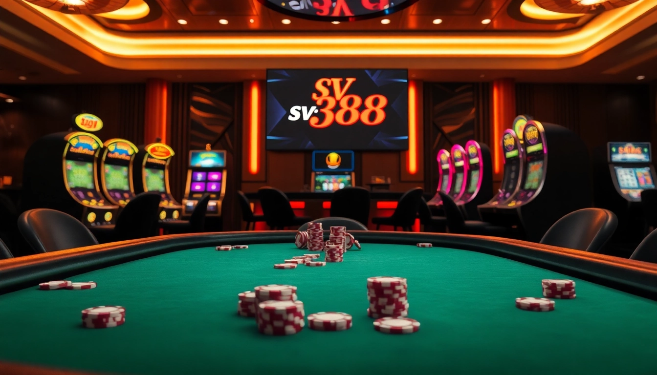 Experience high-stakes play at the luxurious sv 388 poker table and casino.