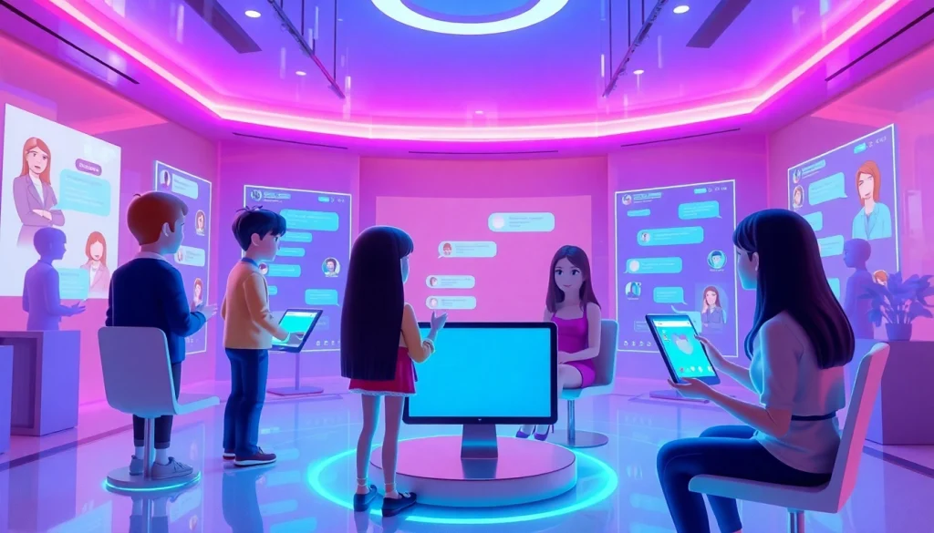 Engaging AI chat scene showcasing crush on AI interactions with animated characters.