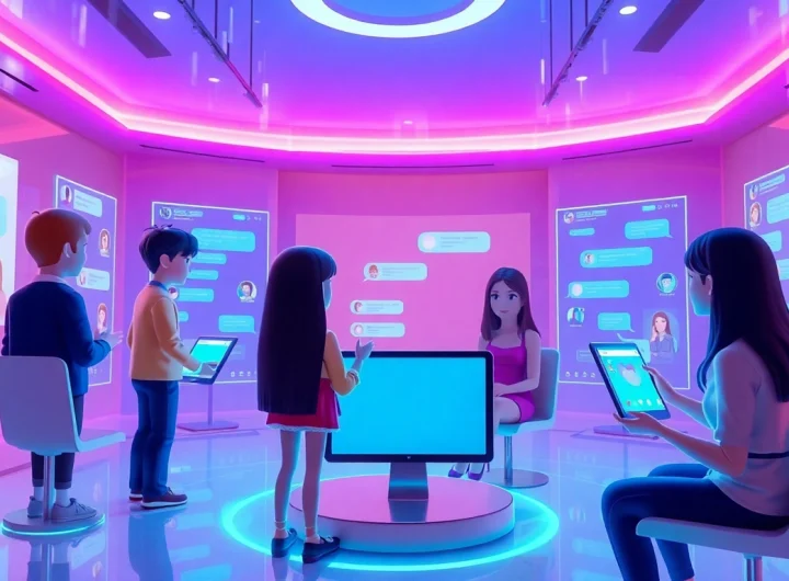 Engaging AI chat scene showcasing crush on AI interactions with animated characters.