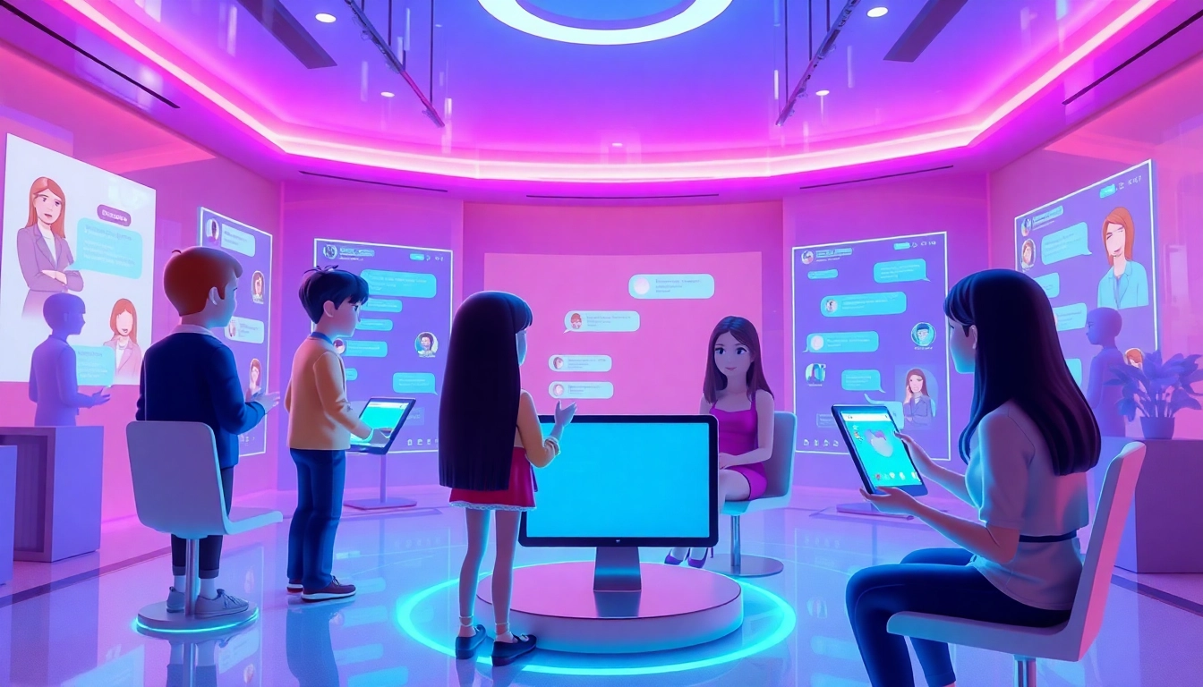 Engaging AI chat scene showcasing crush on AI interactions with animated characters.