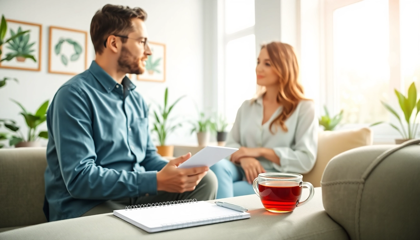 Provide effective mental health tips with a therapist in a calming office setting.