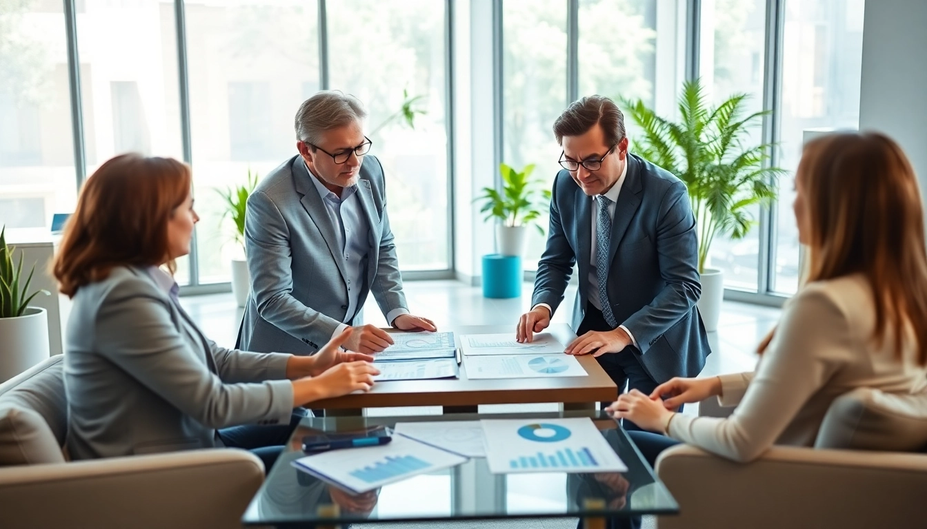 Best financial advisors collaborating in a modern office, emphasizing teamwork and expertise.