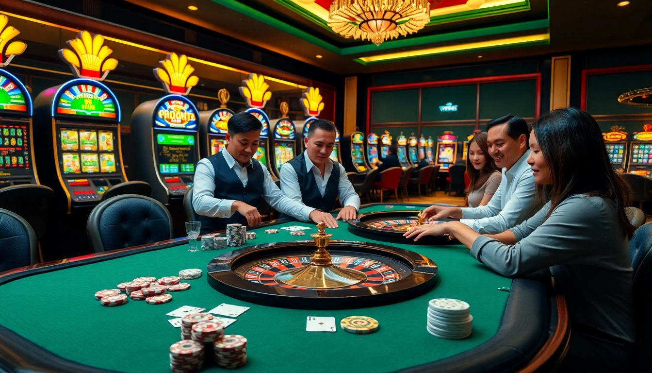 Engaging players strategizing at a casino table focused on game bài đổi thưởng uy tín experiences.