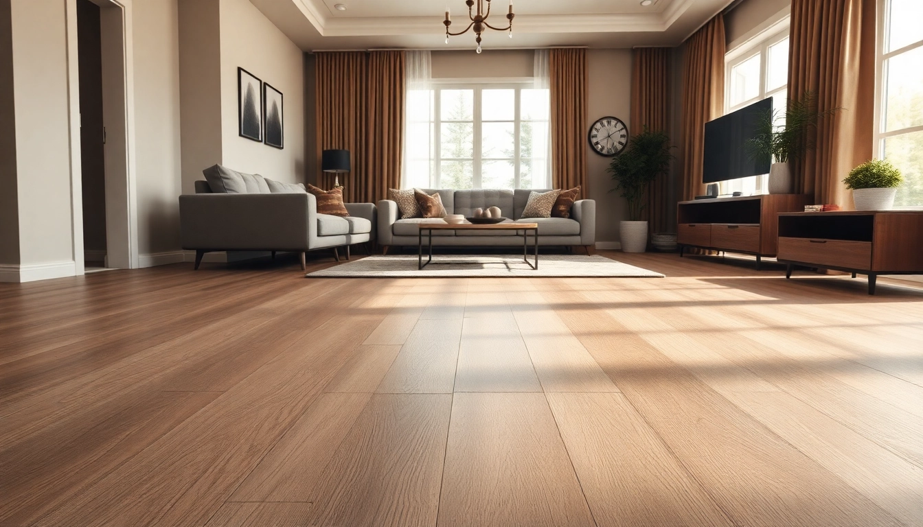 Enhance your space with beautiful vinyl plank flooring showcasing a warm taupe color.