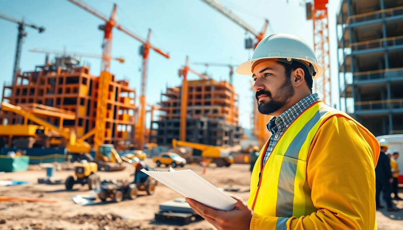 New York Commercial General Contractor supervising construction project at active job site.