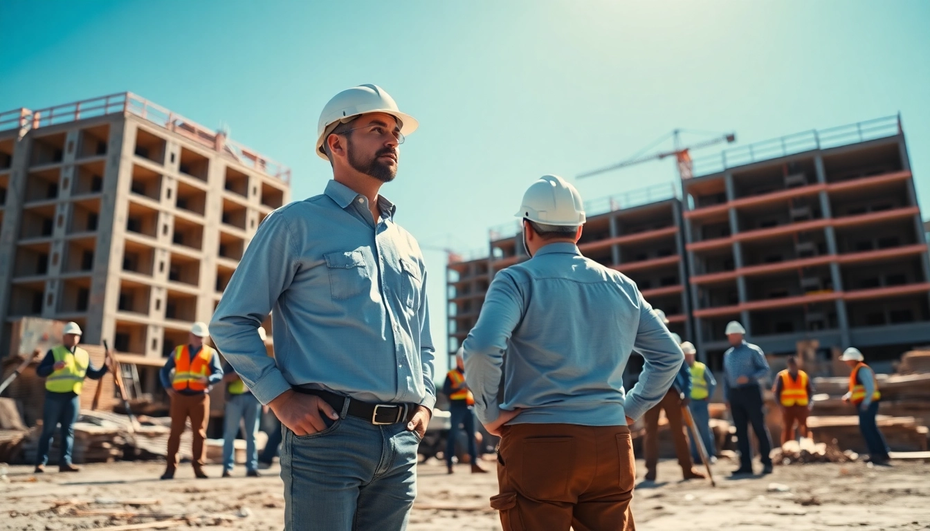 New Jersey Commercial General Contractor leading a construction team on site with vibrant energy and collaboration.